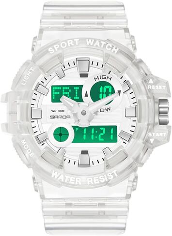 Gosasa Sanda Mens Womens Large Dial Transparent Multifunction Digital Watch Casual Dual Display 12H/24H Stopwatch Calendar Unisex Wrist Watch in Kuwait