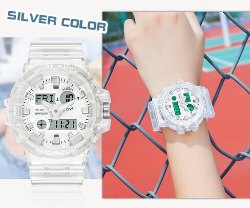 Gosasa Sanda Mens Womens Large Dial Transparent Multifunction Digital Watch Casual Dual Display 12H/24H Stopwatch Calendar Unisex Wrist Watch in Kuwait