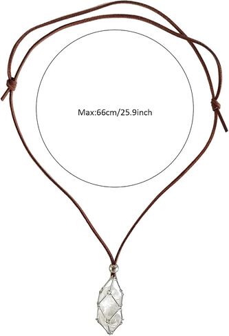 Rollooo Handmade Crystal Holder Necklace - Stainless Steel Cage for Stone, Crystal Pendant Necklace with Adjustable Length, Quartz Gemstone Jewelry for Women Men in Kuwait