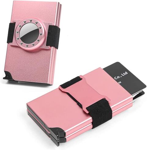 Le Vasty Women's Card Wallet with Airtag Holder, Twin Case Pop Up Airtag Wallet, RFID Credit Card Holder for Women Slim Minimalist, Compact Pocket Metal Wallets for Women… in Kuwait