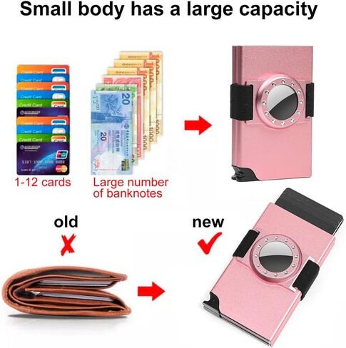 Le Vasty Women's Card Wallet with Airtag Holder, Twin Case Pop Up Airtag Wallet, RFID Credit Card Holder for Women Slim Minimalist, Compact Pocket Metal Wallets for Women… in Kuwait