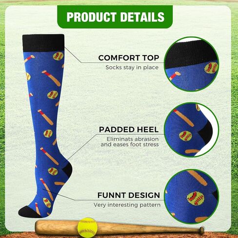 Shinymoon 5 Pairs Novelty Volleyball Soccer Softball Socks for Women Men, Funny Sports Series High Socks Sports Lover Gifts in Kuwait