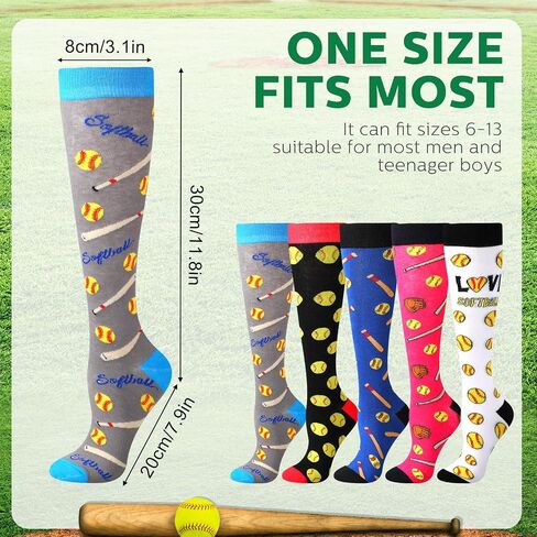 Shinymoon 5 Pairs Novelty Volleyball Soccer Softball Socks for Women Men, Funny Sports Series High Socks Sports Lover Gifts in Kuwait