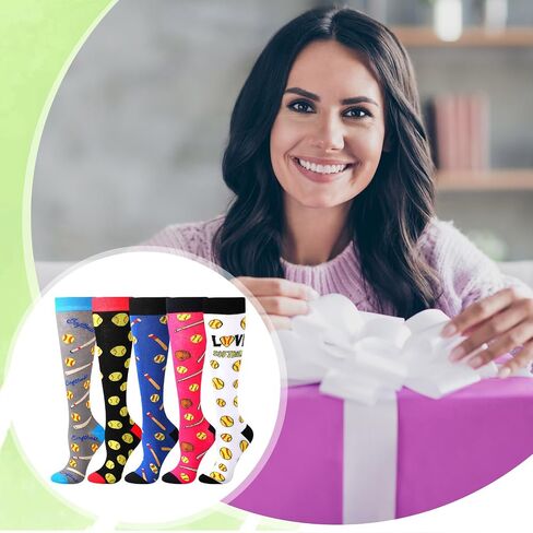 Shinymoon 5 Pairs Novelty Volleyball Soccer Softball Socks for Women Men, Funny Sports Series High Socks Sports Lover Gifts in Kuwait