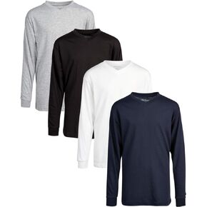 تي شيرت Galaxy من Harvic بأكمام طويلة للأولاد - 4 قطع من القمصان الأساسية الصلبة بدون علامة على شكل حرف V (S-XL) in Kuwait