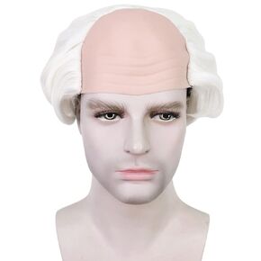 HUNIGIR Bald Gray Wig Short Fluffy Wig Bald Head Gray Wig Heat Resistant Synthetic Halloween Party Cosplay Costume Wig (Gray)