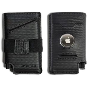 Hayvenhurst Slim Minimalist Pop Up Leather Wallet with Cash Strap - RFID Blocking Airtag Wallet For Men Credit Card Holder Capsule Wallets for Men (Black) in Kuwait