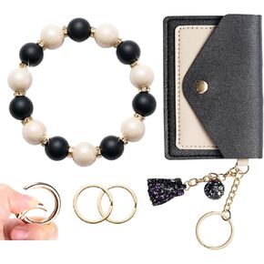 HONYJOOM Wristlet Keychain, Key Chain for Car Keys, Silicone Bead Keychain, Wallet Keychain