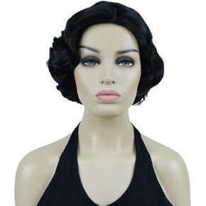 شعر مستعار للحفلات التنكرية من Lydell Vintage قطعة شعر قصيرة مموجة بالأصابع + غطاء شعر مستعار مجاني (بني ذهبي محمر فاتح) in Kuwait