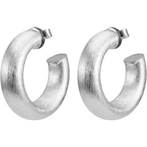 Sheila Fajl Thick Small Chantal Hoop Earrings in Brushed Silver Plated in Saudi Arabia
