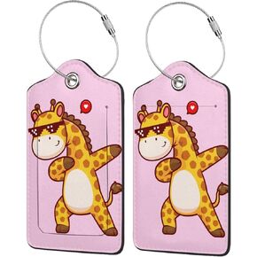 2 Pack Funny Bee with Christmas Hat Passport Luggage Tags for Women Men Kids, Leather Bag Tags Waterproof Suitcase Tags Privacy Cover Name ID Label for Travel