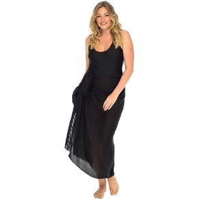 Back From Bali Womens Plus Size Sarong Swimsuit Cover Up Solid Beach Wear Bikini Wrap Skirt with Coconut Clip