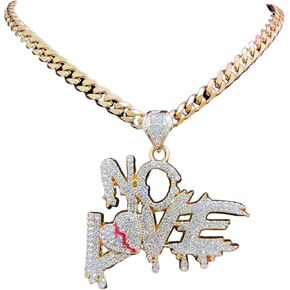 N-Made Beautifull Hip Hop No Love Chain Broken Heart Chain Iced Out Pendant, Iced Out Pendants for Men and Women Heart Broke Necklaces Jewelry Iced Out Chain, Iced Out Chain Hip hop Pendant in Kuwait