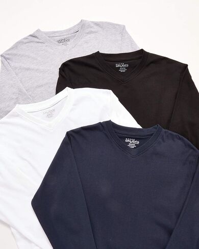 تي شيرت Galaxy من Harvic بأكمام طويلة للأولاد - 4 قطع من القمصان الأساسية الصلبة بدون علامة على شكل حرف V (S-XL) in Kuwait