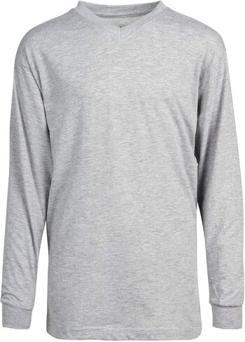 تي شيرت Galaxy من Harvic بأكمام طويلة للأولاد - 4 قطع من القمصان الأساسية الصلبة بدون علامة على شكل حرف V (S-XL) in Kuwait