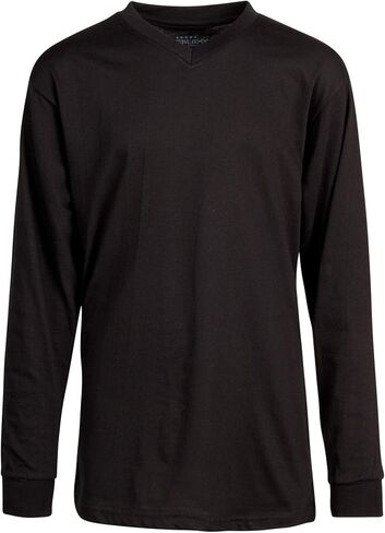 تي شيرت Galaxy من Harvic بأكمام طويلة للأولاد - 4 قطع من القمصان الأساسية الصلبة بدون علامة على شكل حرف V (S-XL) in Kuwait