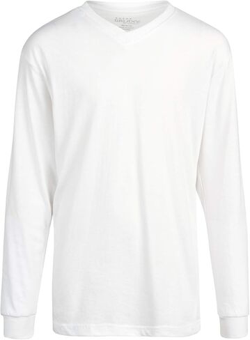 تي شيرت Galaxy من Harvic بأكمام طويلة للأولاد - 4 قطع من القمصان الأساسية الصلبة بدون علامة على شكل حرف V (S-XL) in Kuwait