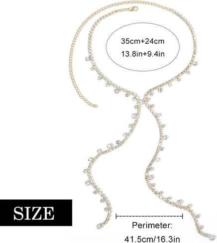 Nicute Rhinestone Y-Necklaces Crystal Long Choker Chain Party Choker Necklaces Jewelry for Women and Girls in Saudi Arabia