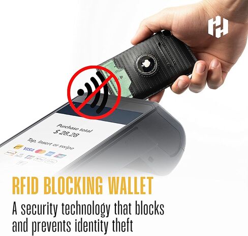 Hayvenhurst Slim Minimalist Pop Up Leather Wallet with Cash Strap - RFID Blocking Airtag Wallet For Men Credit Card Holder Capsule Wallets for Men (Black) in Kuwait