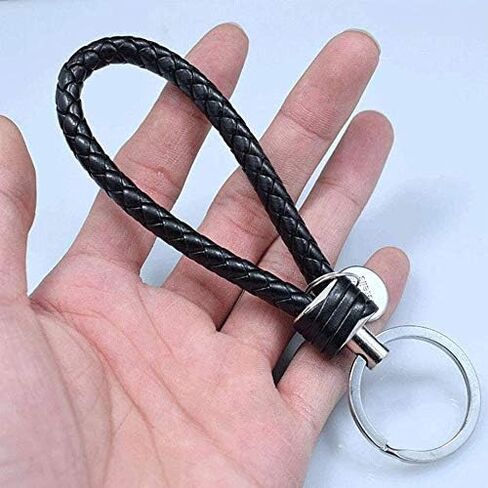 سلاسل مفاتيح ocharzy سلسلة مفاتيح جلدية منسوجة يدويًا، ملحقات سلسلة مفاتيح سيارة بسيطة هدية سلسلة مفاتيح للرجال والنساء (عبوة من قطعة واحدة، أسود) in Kuwait