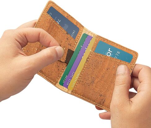 Corkor Slim Wallet for Men, RFID Safe, Vegan Non Leather, Bi-fold Cards Cash in Kuwait