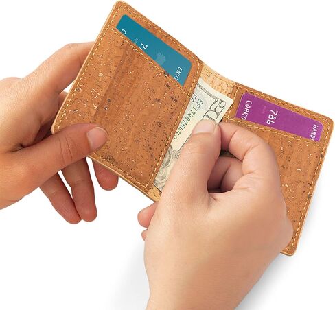 Corkor Slim Wallet for Men, RFID Safe, Vegan Non Leather, Bi-fold Cards Cash in Kuwait