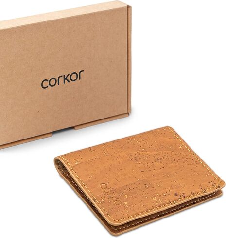 Corkor Slim Wallet for Men, RFID Safe, Vegan Non Leather, Bi-fold Cards Cash in Kuwait