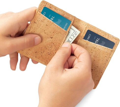 Corkor Slim Wallet for Men, RFID Safe, Vegan Non Leather, Bi-fold Cards Cash in Kuwait