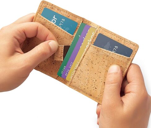 Corkor Slim Wallet for Men, RFID Safe, Vegan Non Leather, Bi-fold Cards Cash in Kuwait