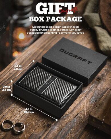 DUGRAFT Card Holder Wallet with ID Window, Leather Mens RFID Blocking Minimalist Pop-Up Wallet Aluminum Metal Credit Card Case with Banknote Compartment in Kuwait
