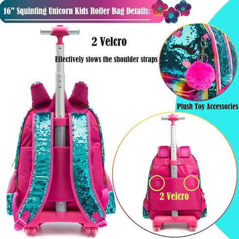 School Kids Rolling Backpack for Girls With Wheels Trolley Wheeled Backpacks for Girls Travel Bags 3PCS Panda Girls Backpack With Lunch Box and Pencil Case Kids Rolling Suitcase Silver Sequin Backpack in Kuwait