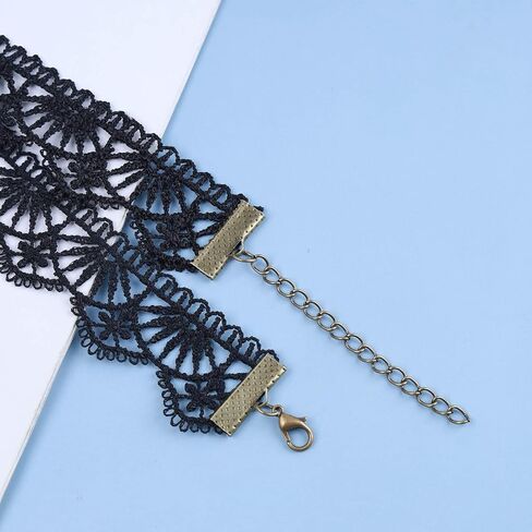 Aneneiceera Boho Black Pearl Lace Choker Necklace Black Teardrop Bead Pendant Necklace Choker Gothic Droplet Collar Necklace Retro Vintage Necklace Chain Jewelry Gifts for Women and Girls(Black E) in Kuwait