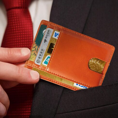 محفظة CarrKen رفيعة صغيرة الحجم للرجال، محافظ جيب أمامية، محفظة جلدية لمنع RFID للرجال والنساء (أسود فلاش) in Saudi Arabia