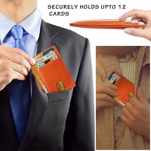 محفظة CarrKen رفيعة صغيرة الحجم للرجال، محافظ جيب أمامية، محفظة جلدية لمنع RFID للرجال والنساء (أسود فلاش) in Saudi Arabia