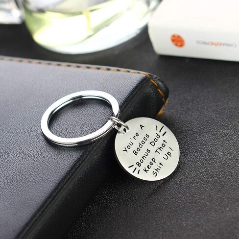 Dad Gifts from Son Daughter Keychain Gifts for Dad Stepdad Key Tags Men Keyrings for Dad Daddy Papa Father Stepfather (Thank You for Being The Dad You Didn't Have to be) in Kuwait