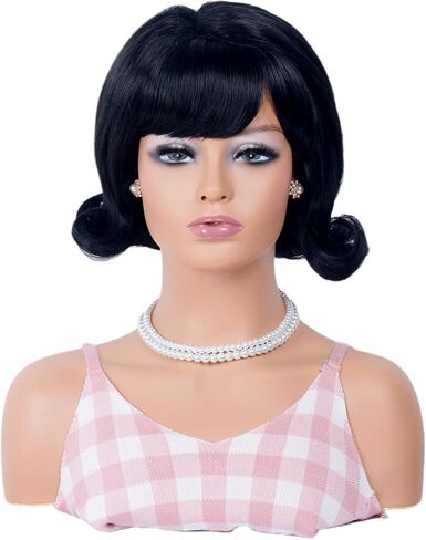 Copper Wig for Women Aubrn Short Curly Retro Beehive Wig with Bangs Ginger 70's 80's Synthetic Costume Wig for Halloween,Cosplay,Daily Use in Kuwait
