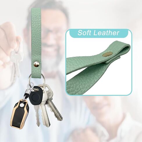 KRSURERICHER Leather Key Fob Holder, Access Card Key Chains RFID Protector, NFC Smart Key tag Case Keychain for Broken Key in Kuwait