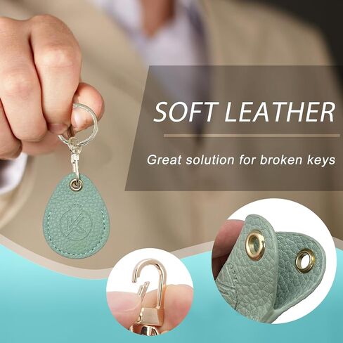 KRSURERICHER Leather Key Fob Holder, Access Card Key Chains RFID Protector, NFC Smart Key tag Case Keychain for Broken Key in Kuwait