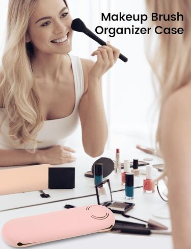 Corastarry Silicone Makeup Brush Holder, Large Make up Brush Organizer Case with Anti-Fall Out Enhanced Magnetic Closure, Portable Travel Cosmetic Brushes Bag for Woman in Kuwait
