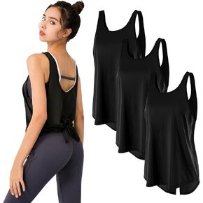 قمصان تانك توب للنساء من LANBAOSI مكونة من 3 قمصان مفتوحة الظهر لليوجا الرياضية والجري in Kuwait