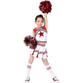 زي LOLANTA Big Girls Cheerleader الزي الرسمي زي التشجيع، علامة تجارية ممتعة للشباب، أحمر وأبيض (أحمر، 8-10)