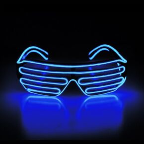Aquat Light Up Shutter Neon Rave Glasses El Wire LED Sunglasses Voice Activated Glow DJ Costumes For 80s, EDM, Party RB02