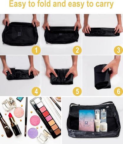 LANSKLBD 8 مجموعة مكعبات التعبئة لحقائب السفر ومنظمات تعبئة الأمتعة، منظم أمتعة أساسيات السفر لإكسسوارات السفر وحقيبة الأحذية وحقيبة الغسيل (أسود) in Kuwait