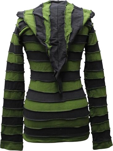 Shopoholic Fashion Women Outstitched Stripy Rib Hoodie in Kuwait