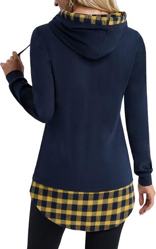 بلوفر نسائي من DJT برقبة دائرية وغطاء للرأس بلون متباين، ملابس Y2K ملابس الخريف والشتاء in Kuwait