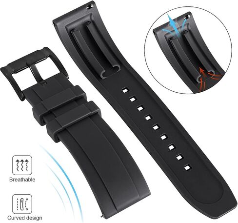 HUAFIY Premium Quality Waterproof Silicone Watch Bands - Choose Color & Width 20mm, 22mm,24mm Rubber Straps.Quick Release Rubber Watch Bands for Men in Kuwait
