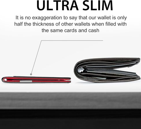 محفظة GSOIAX رفيعة للرجال مع مشبك نقود، محفظة رجالية من الجلد RFID ذات طيات صغيرة وجيب أمامي رفيع من ألياف الكربون، 11 فتحة لبطاقة الائتمان مع صندوق هدايا (قهوة) in Kuwait