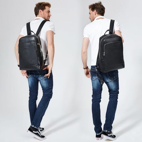 BOSTANTEN Men Leather Backpack 15.6 inch laptop Backpack Travel College Bag Black in Saudi Arabia