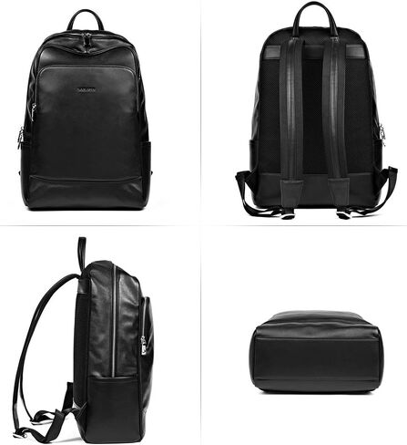 BOSTANTEN Men Leather Backpack 15.6 inch laptop Backpack Travel College Bag Black in Saudi Arabia