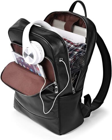 BOSTANTEN Men Leather Backpack 15.6 inch laptop Backpack Travel College Bag Black in Saudi Arabia